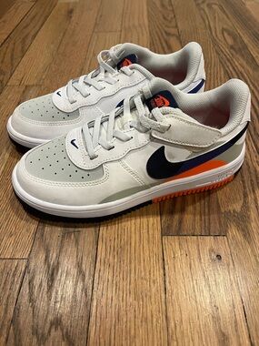 Air Force 1- Nike Kids Low-Top Sneakers in White, Blue and Orange